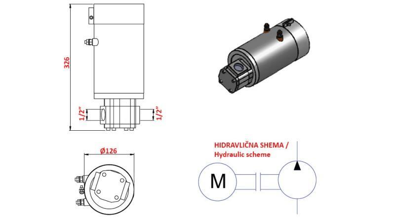 HYDRAULICKÁ ČERPADLOVÁ SADA GR.1 ELEKTRICKÝ MOTOR 12V 3kW
