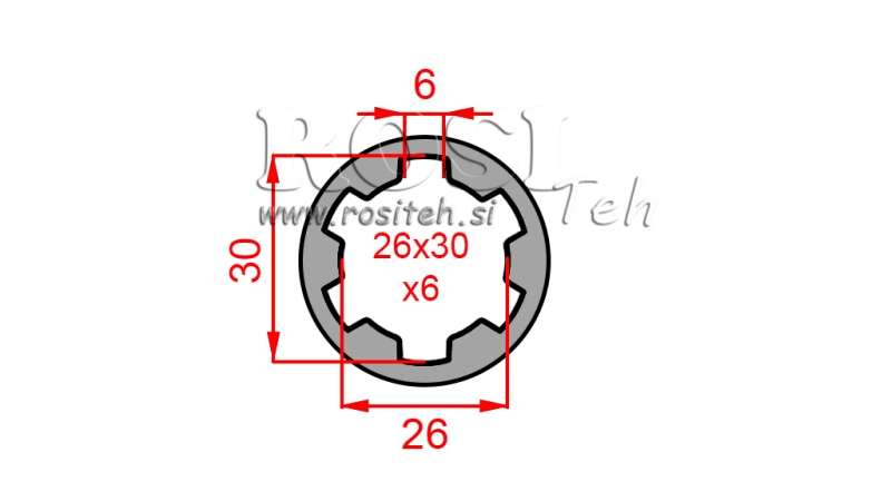 KARDÁN ADAPTER PERSELY 26x30x6 (6 BORDÁS) (60 mm)