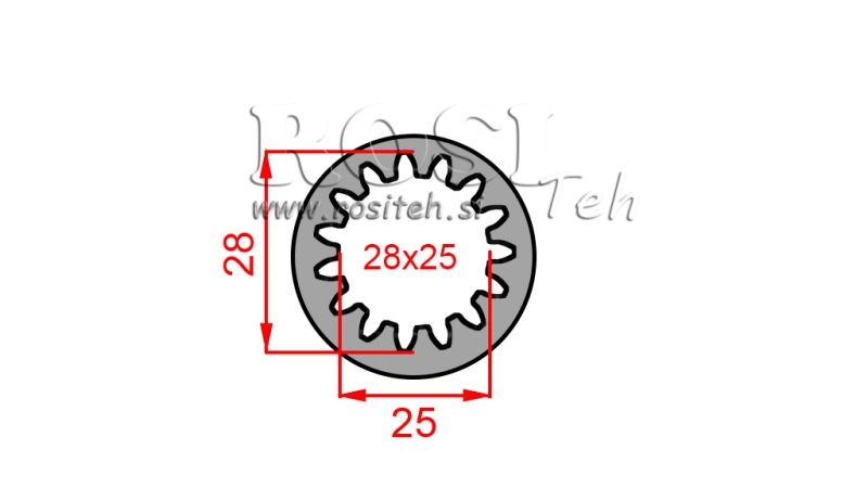KARDÁN ADAPTER PERSELY 28x25 (15 BORDÁS) (60 mm)