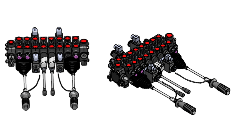 HYDRAULICKÝ VENTIL HIAB 8xPC70 + 2x JOYSTICK - ELEKTRICKÉ RIADENIE 12V