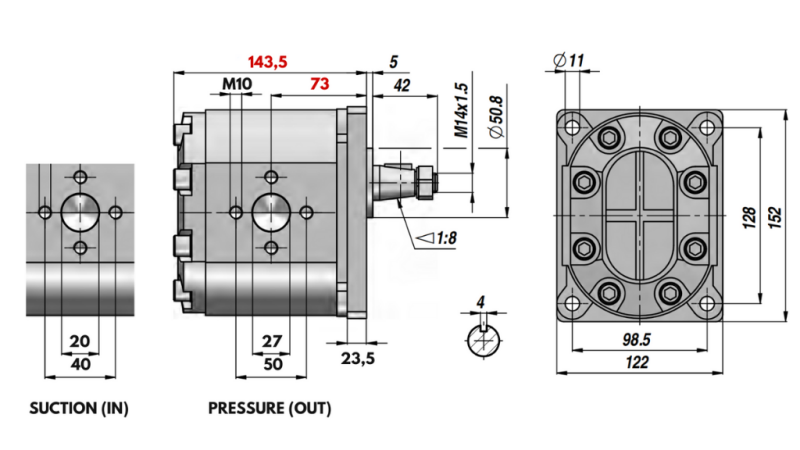 HYDRAULIK PUMPE GR.3 43 CC RECHTS - FLANSCH