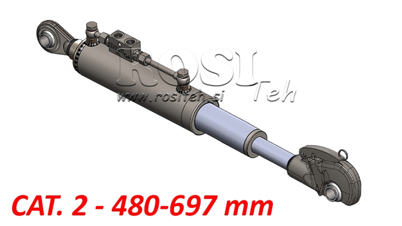 TELESKOPICKÝ HYDRAULICKÝ TRETÍ BOD AUTOMATICKÝ - CAT. 2 (45-95 HP) - 480-697 mm (25,4 mm)