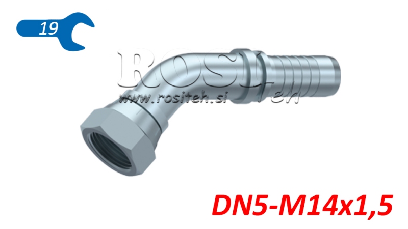 HYDRAULISCHER ANSCHLUSS BSP WEIBLICH KNIE 45° DN5-M14 X 1,5