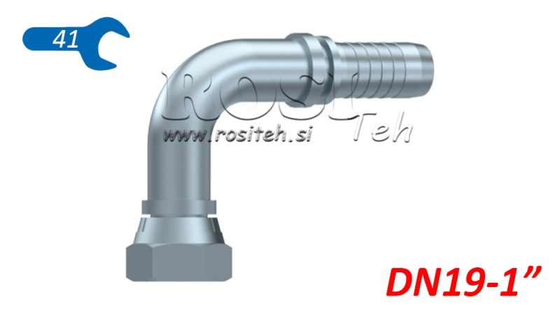 HIDRAVLIČNI PRIKLJUČEK BSP ŽENSKI KOLENO 90° DN19-1
