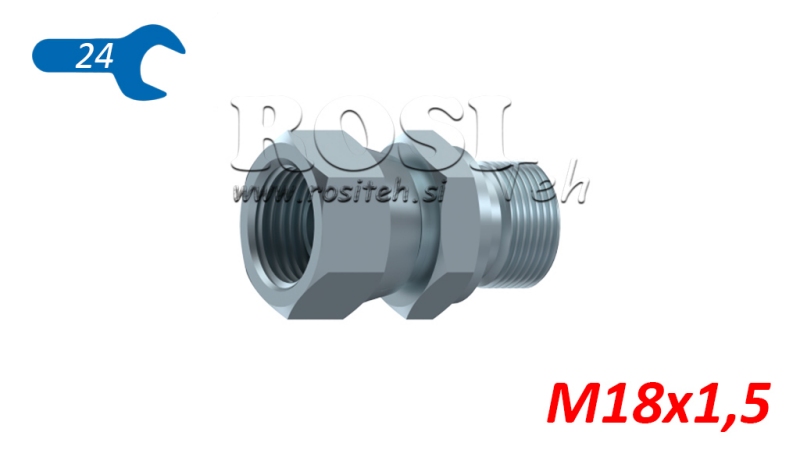 ÉCROU ROTATIF DOUBLE DE CONNEXION HYDRAULIQUE M18X1,5