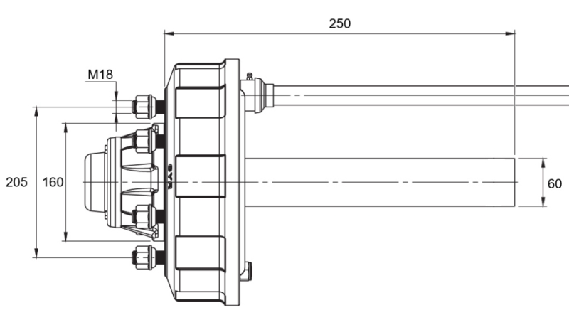 PUSIAŠIS SU STABDŽIAIS - 2700 kg (6 VARŽTAI) - 250 mm