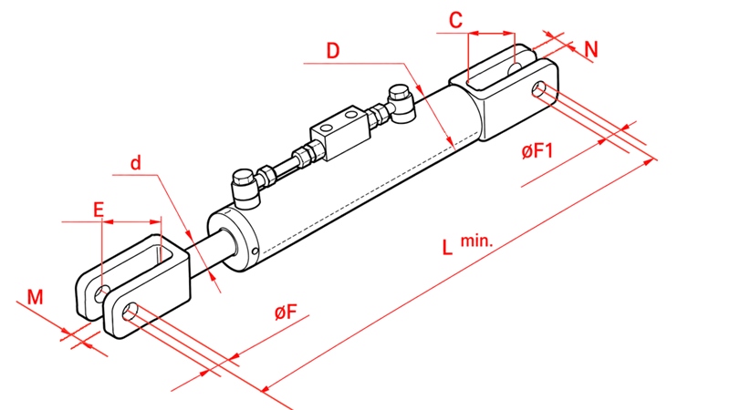 HYDRAULIC SIDE LINK - FIAT - NEW HOLLAND 50/30MIN.380 TYPE (1) Φ 18/19