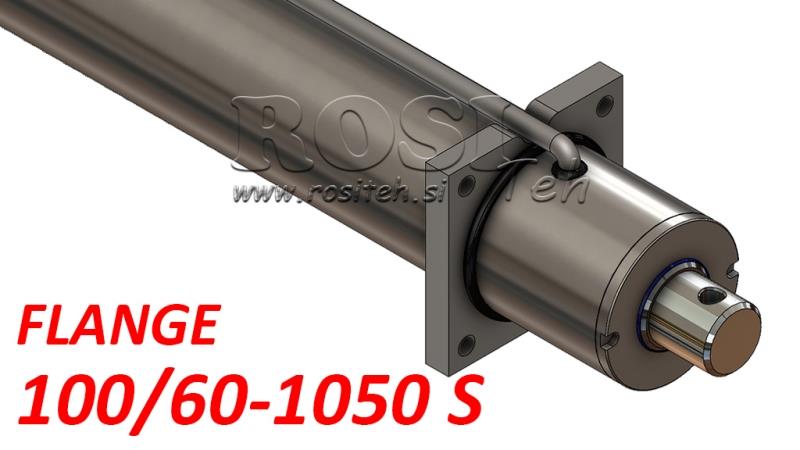 hydraulisk cylinder med monteringsplatta och rör 100/60-1050