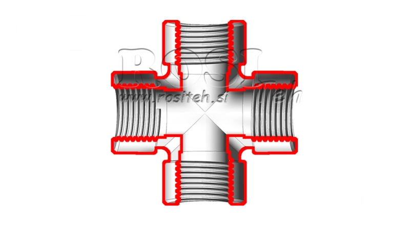 RACCORD CROIX HYDRAULIQUE FEMELLE BSP 1/2
