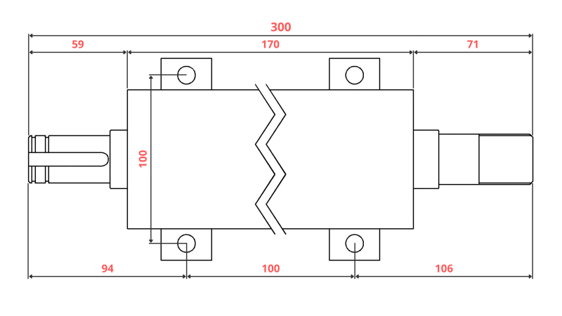 EIXO DE SERRA CIRCULAR DE FERRO FUNDIDO 300MM (ROSCA DIREITA)