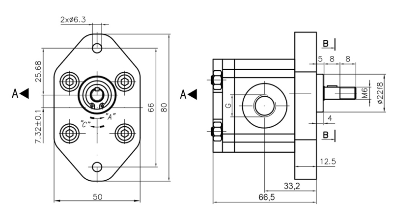 HYDRAULIKPUMPE 00A1.5X032 GR.0 - 1,5cc - LINKS