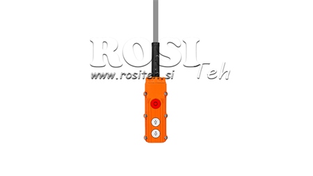 BOITIER DE COMMANDE SUSPENDU  2 BOUTONS + ARRÊT D'URGENCE (EN BOÎTE AVEC CÂBLE)