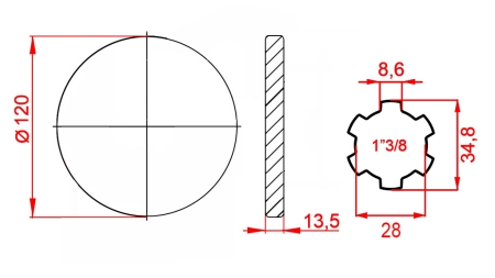 KARDAN ADAPTER MET FLENS 1-3/8 (125 mm)
