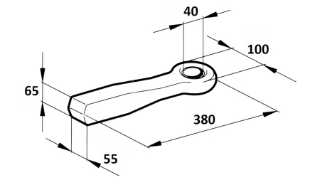 FIXED TOWING HOOK FI40 55x65 L380 - 10,000/1,500KG