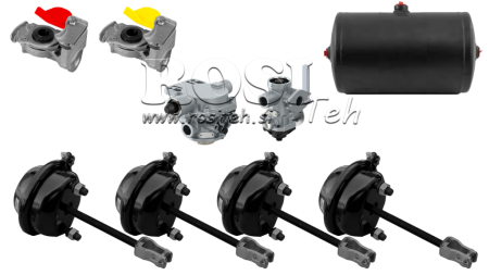 JUEGO DE FRENOS DE AIRE PARA REMOLQUE SISTEMA COMPLETO DE CIRCUITO DOBLE 4 CILINDROS