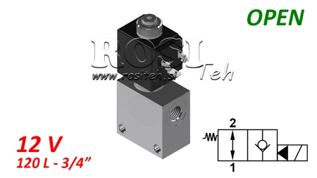 2 valvola di corsa 3/4 (NO) 12V - 120lit