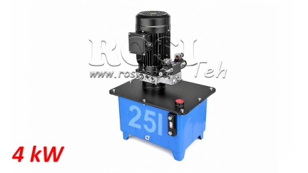 MINI HIDRAULIKUS AGGREGÁTOR 380 V AC (4 kW) - 8 cc - 12 lit/min - tank 25 lit