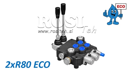 HIDRAULIKUS KÉZI SZELEP – 2 SZEKCIÓS ÚTVÁLTÓ SZELEP 2xR80 ECO