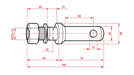 ČAP SPODNÉHO ZÁVESU fi22mm ZÁVIT M22x1,5