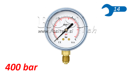 MANOMETER DN63 VERTICAAL 0 - 400 BAR - 1/4