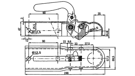 ABSCHLEPPHAKEN FÜR AUTOANHÄNGER QUADRAT 60