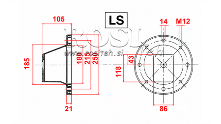HYDRAULICKÁ PRÍRUBA - ZVON LS250 (EM2,2-4kW/GR1)