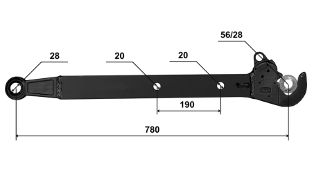 PIKAKYTKENTÄ VETOVARSI CBM 70X20 MM - 780MM JOPA 75 HP