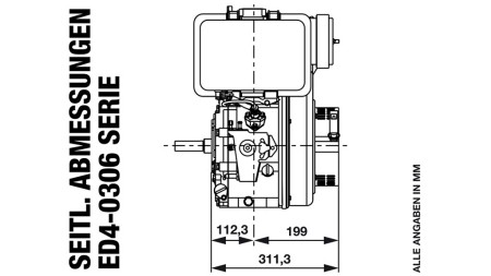 dieselmoottori 306cc-4.5kW-3,600 RPM-E-KW25x63-sähkökäynnistys