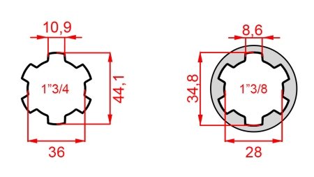 ADAPTADOR CARDÃ DE 1-3/8 PARA 1-3/4 (150 mm)