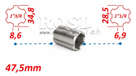 HRIADEĽ DRÁŽKOVANÁ ADAPTER iz 1''1/8 na 1''3/8 L-47,5mm
