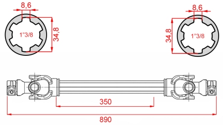 ECO KARDANAKSELI 890mm 30-75HP STANDARDI
