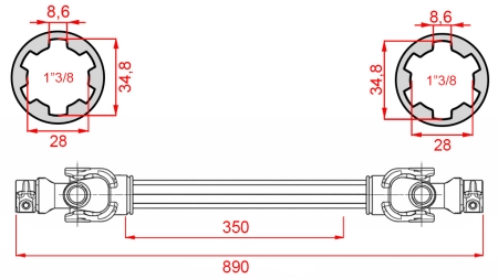 WAŁ KARDANA ECO 890mm 30-75HP STANDARD
