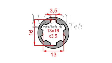 KARDÁN ADAPTER PERSELY 13x16x3,5 (6 BORDÁS) (40 mm)
