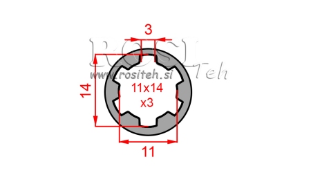 KARDÁN ADAPTER PERSELY 11x14x3 (6 BORDÁS) (40 mm)