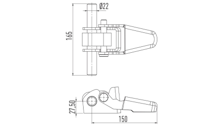 SCHARNIER MIT ÖFFNUNG VON UNTEN/OBEN
