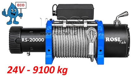 24 V ELEKTROMOS CSÖRLŐ RS-20000 - 9100 KG - ACÉLSODRONY KÖTÉL - ECO