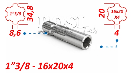 KARDÁN ADAPTER 16x20x4 (6 BORDÁS)-RŐL 1-3/8-RA (120 mm)