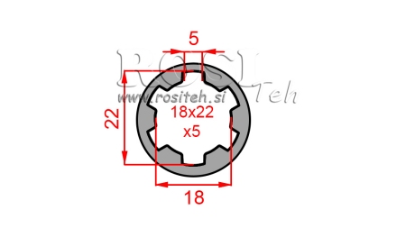 KARDÁN ADAPTER PERSELY 18x22x5 (6 BORDÁS) (50 mm)