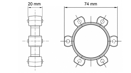 CSILLAGKUPLUNG GUMIBETÉTHEZ ND16-ND17 (74mm)