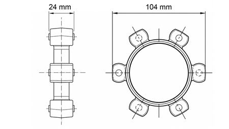 CSILLAGKUPLUNG GUMIBETÉTHEZ ND43-ND44 (104mm)