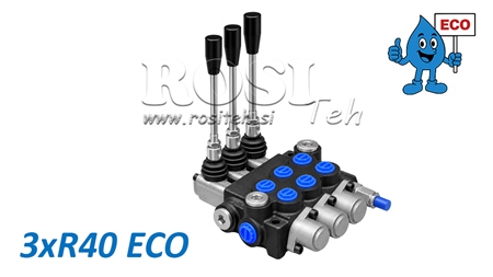 HIDRAULIKUS KÉZI SZELEP – 3 SZEKCIÓS ÚTVÁLTÓ SZELEP 3xR40 ECO
