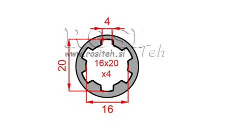 KARDÁN ADAPTER PERSELY 16x20x4 (6 BORDÁS) (50 mm)