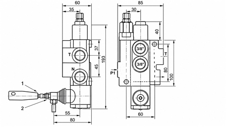 MANUALE VALVOLA IDRAULICA MONOBLOCCO 1xZ50