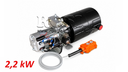 MINI HIDRAULINIS JĖGOS BLOKAS 24V DC - 2.2kW = 2.1cc - 8 litrų - vienfazis įrenginys SU MANUALINE PUMP
