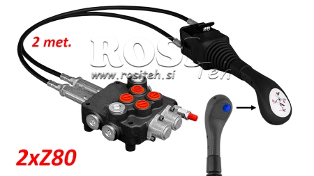 JOYSTICK 1X KNOP MET KABEL 2 M EN HYDRAULISCHE KLEP 2XZ80 L.