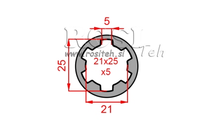 KARDÁN ADAPTER PERSELY 21x25x5 (6 BORDÁS) (60 mm)