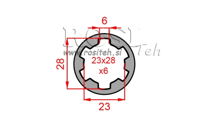 KARDÁN ADAPTER PERSELY 23x28x6 (6 BORDÁS) (60 mm)