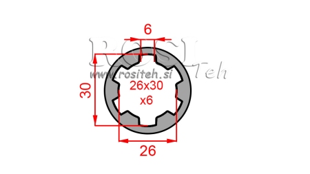KARDÁN ADAPTER PERSELY 26x30x6 (6 BORDÁS) (60 mm)