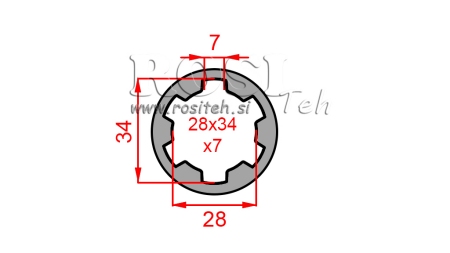 KARDÁN ADAPTER PERSELY 28x34x7 (6 BORDÁS) (60 mm)