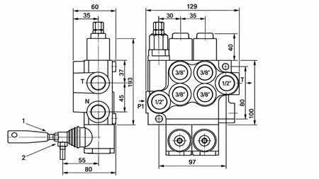 MANUALE VALVOLA IDRAULICA MONOBLOCCO 2xZ50